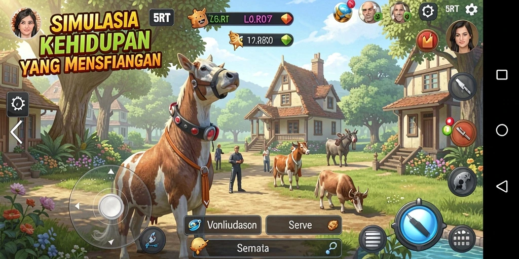 Tangkapan layar gameplay dari 5RT yang menunjukkan interaksi karakter.