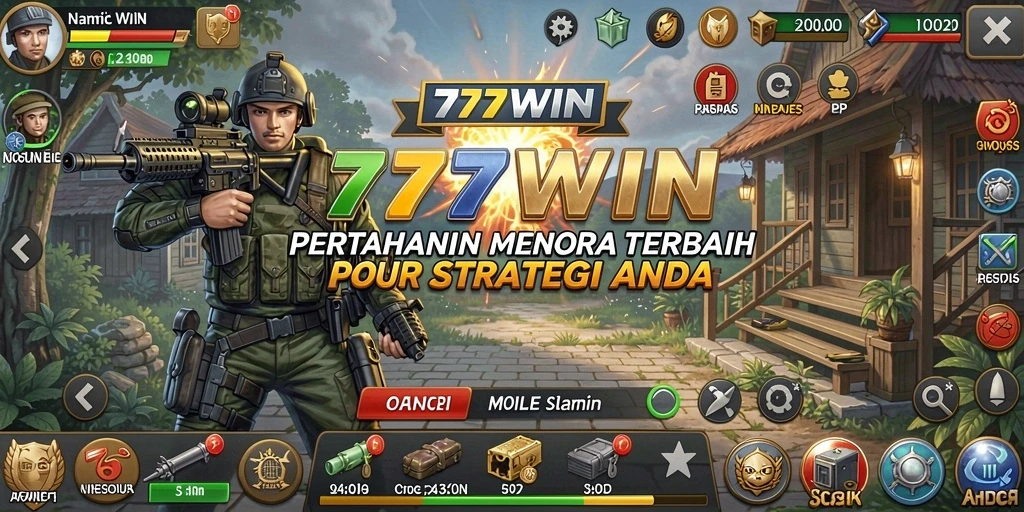 Tampilan gameplay seru di 777WIN dengan menara pertahanan yang strategis.
