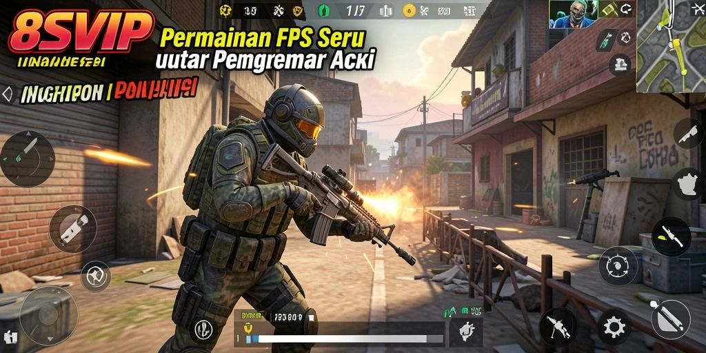 Screenshot gameplay 8SVIP menampilkan aksi menembak yang intens.