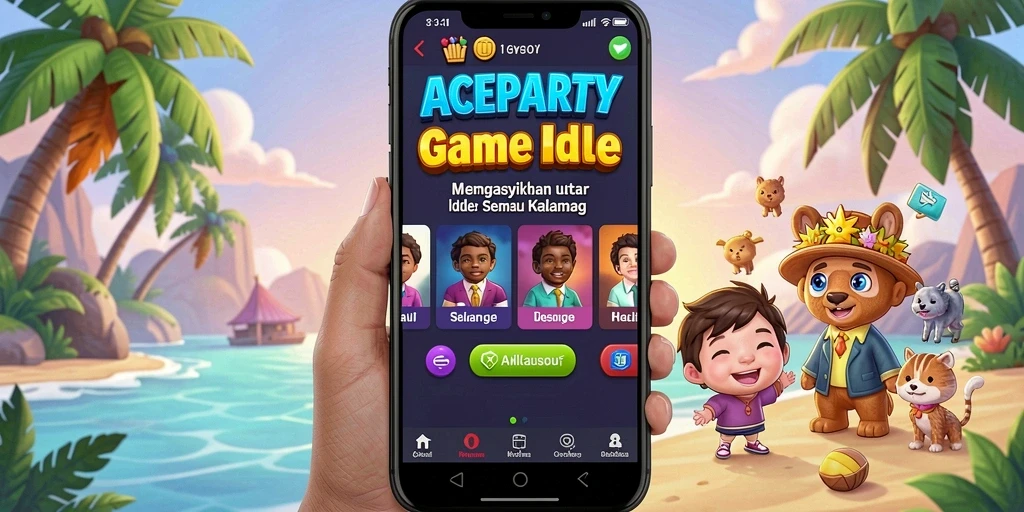 Tampilan gameplay ACEPARTY yang menarik dan seru dalam genre Idle.