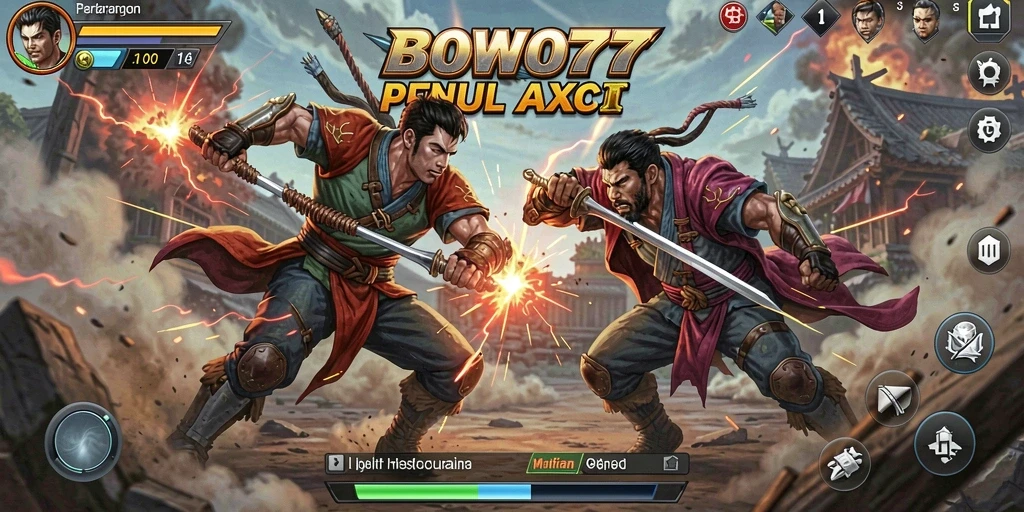Screenshot BOWO77 menunjukkan momen pertarungan yang mendebarkan.