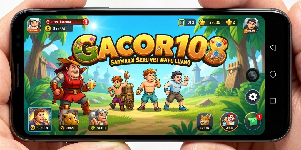 Screenshot gameplay GACOR108 dengan warna-warna cerah dan interaksi menarik.