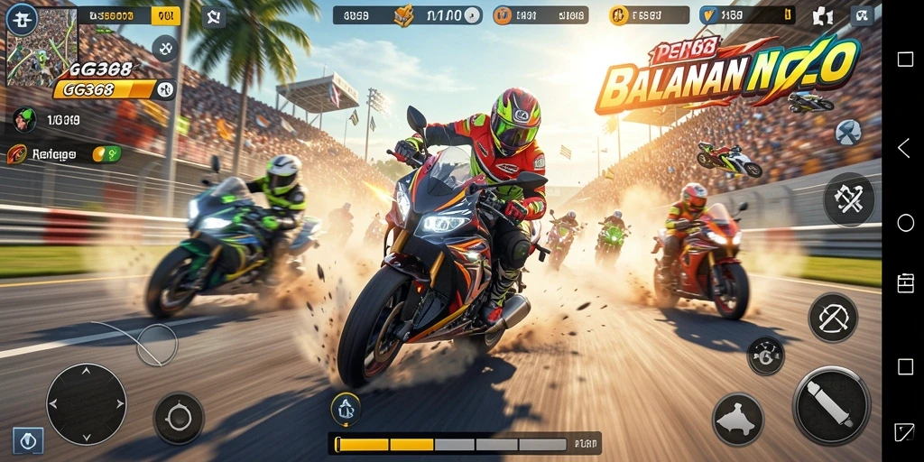 Tampilan menyenangkan dari gameplay balapan motor GG368.