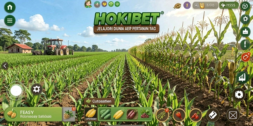 Screenshot HOKIBET menunjukkan aktivitas seru di lahan pertanian.