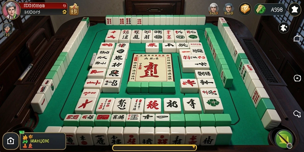 Tangkapan layar utama ID098 menampilkan gameplay Mahjong yang menegangkan.