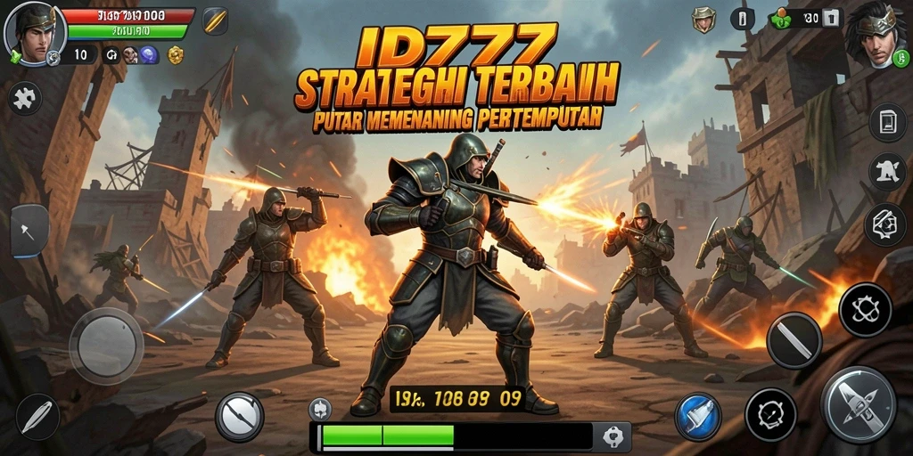 Screenshot gameplay ID777 menunjukkan pertempuran strategi yang mendebarkan.
