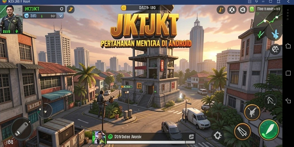 Gameplay seru JKTJKT dengan menara strategis untuk pertahanan.