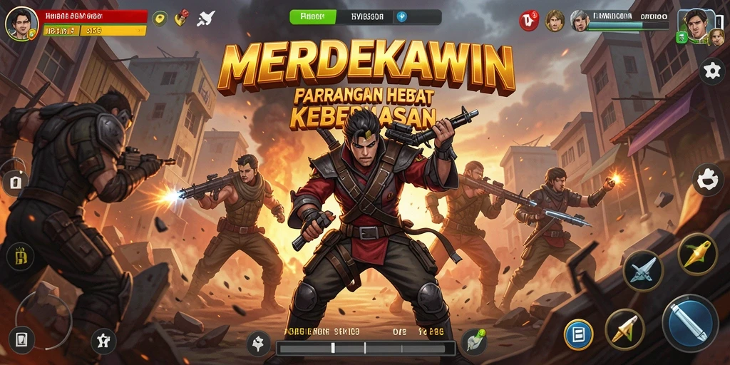 Tampilan seru gameplay MERDEKAWIN saat pertarungan berlangsung.
