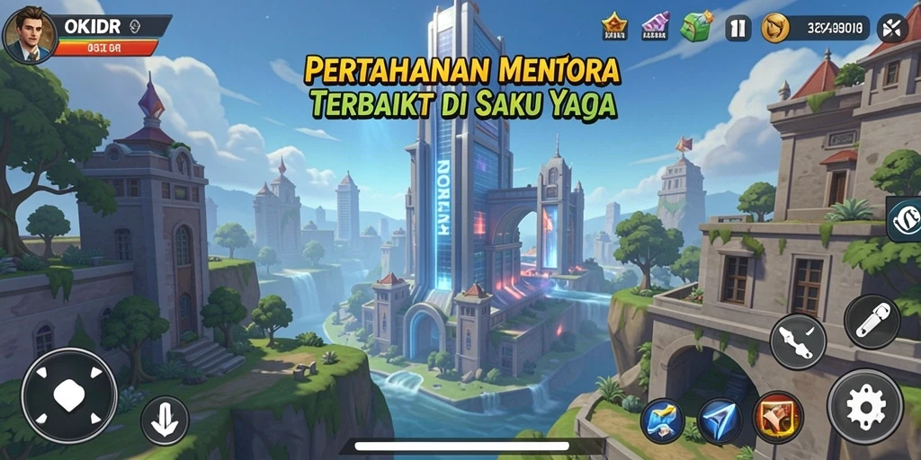 Screenshot gameplay OKIDR menampilkan aksi menara pertahanan yang seru.