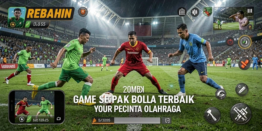 Menampilkan pemain sepak bola dalam aksi di lapangan hijau.