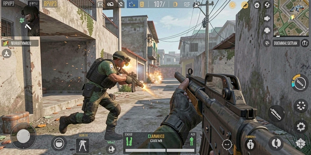Screenshot gameplay RPVIP3 menampilkan pertempuran intens dan grafis yang menawan.