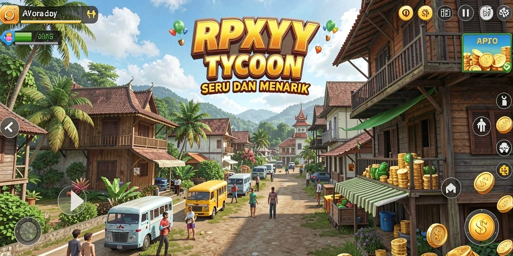 Tampilan gameplay RPYYY yang menarik dalam mengelola bisnis Tycoon.