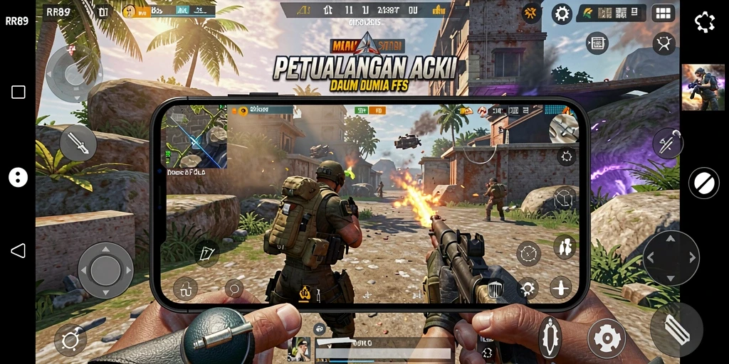 Gameplay menembak intens di dalam dunia RR89 yang menantang.