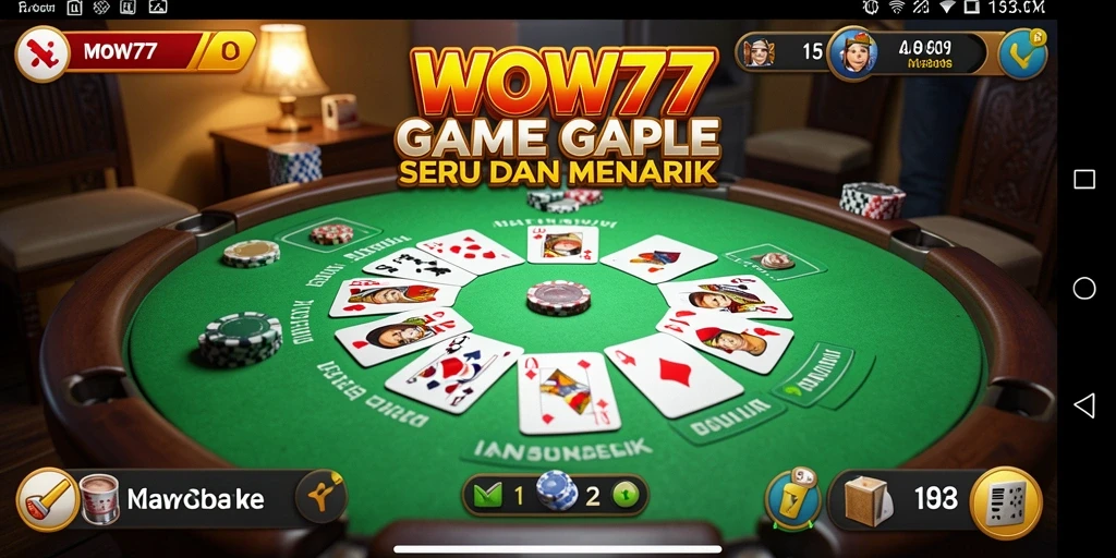 Screenshot WOW77 menampilkan gameplay Gaple yang seru dan interaktif.